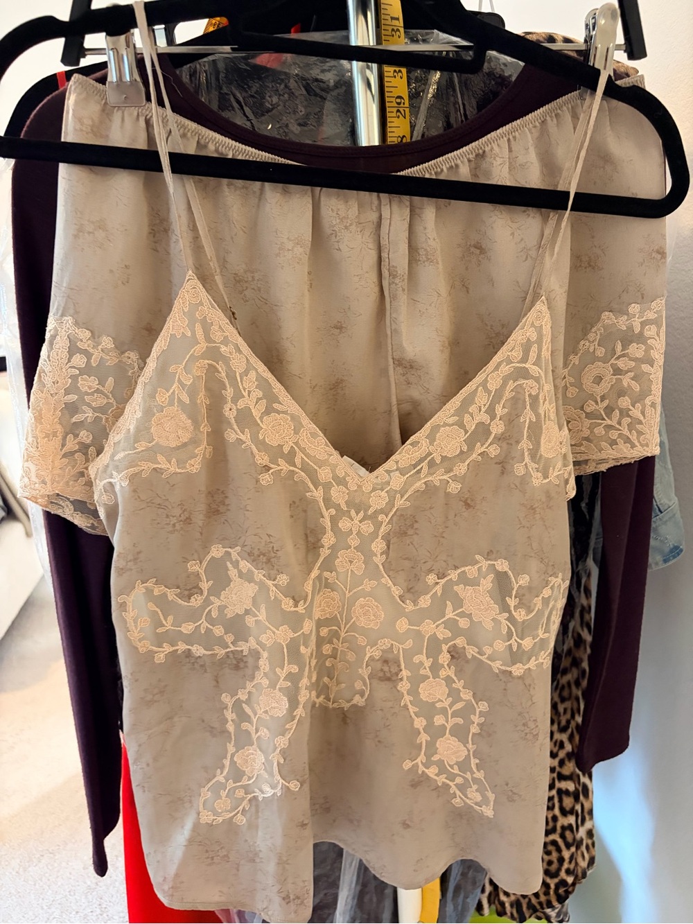 ZARA SET EMBROIDERED CAMISOLE TOP AND SHORTS BEIGE SMALL - Picture 11 of 13